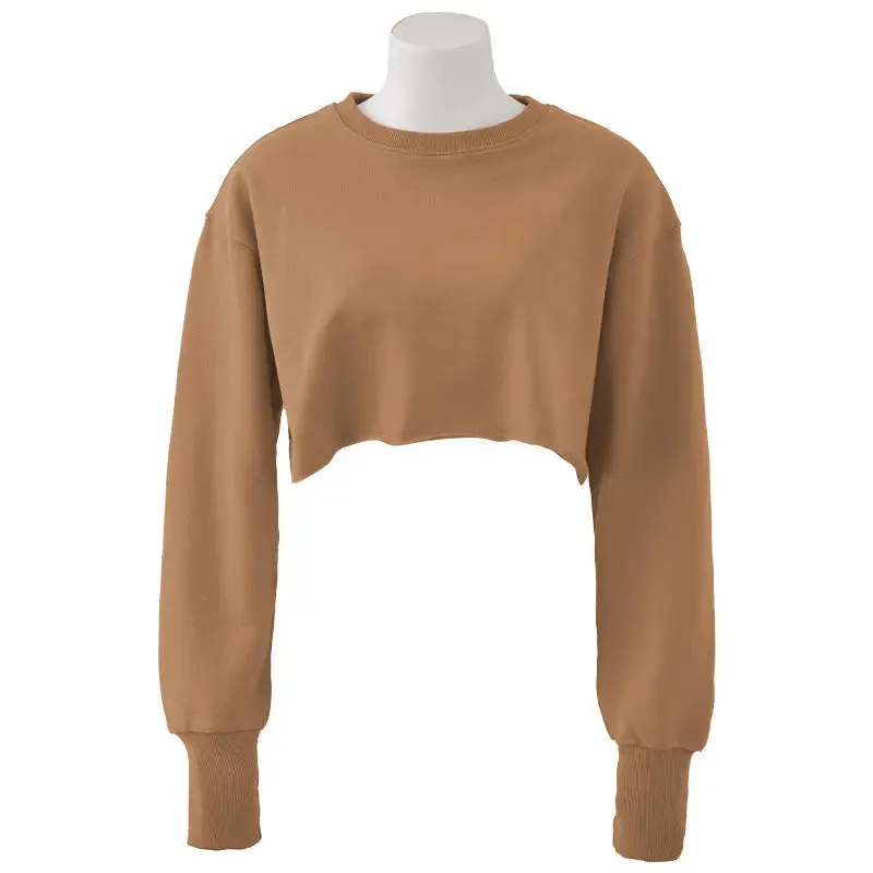 Women's Fashion Solid Color Short Sweatshirt