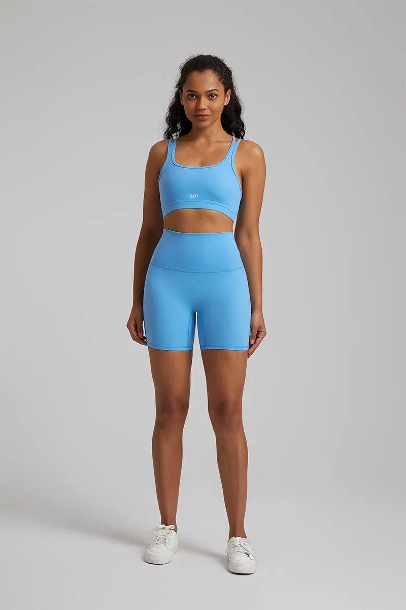 Women's GFIT 2.0 Activewear Set - Thin Strap Sports Bra & High-Waist Shorts