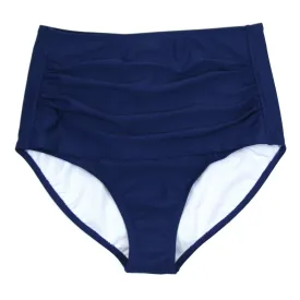 Women's High Waist Bikini Bottoms Ruched | "Navy"