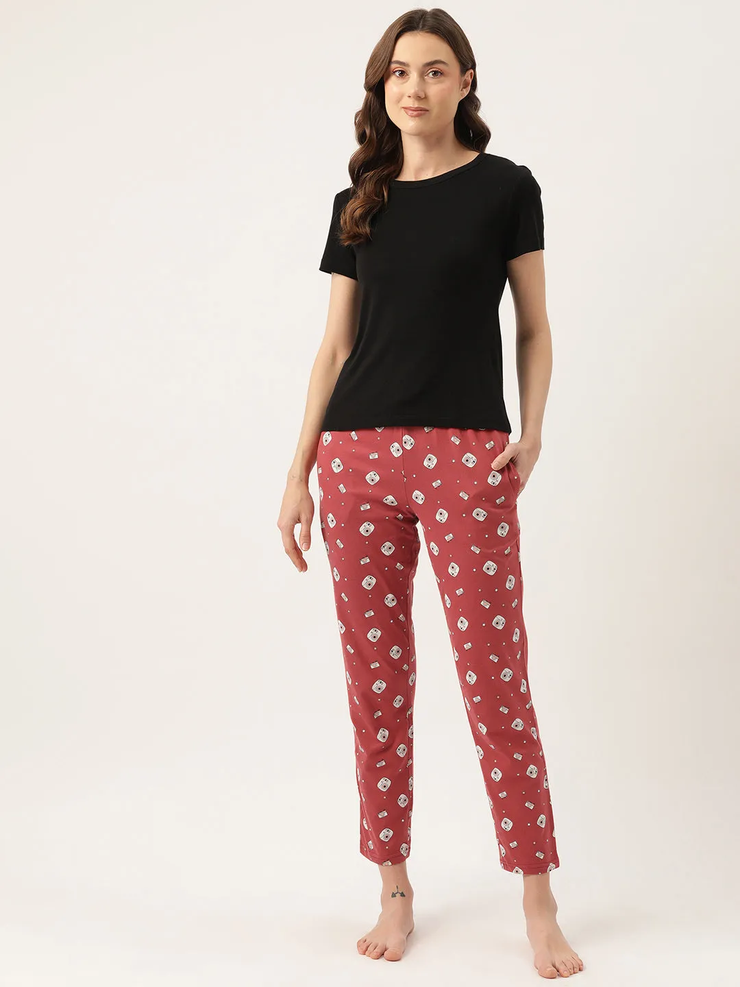 Women's Printed Cotton Rust Lounge Pants | LDLW-2333-1 |