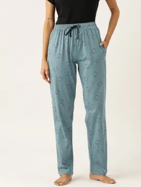 Women's Printed Cotton Sea Green Lounge Pants | LDLW-2320-1 |