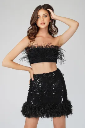 Xara Black Feather Top