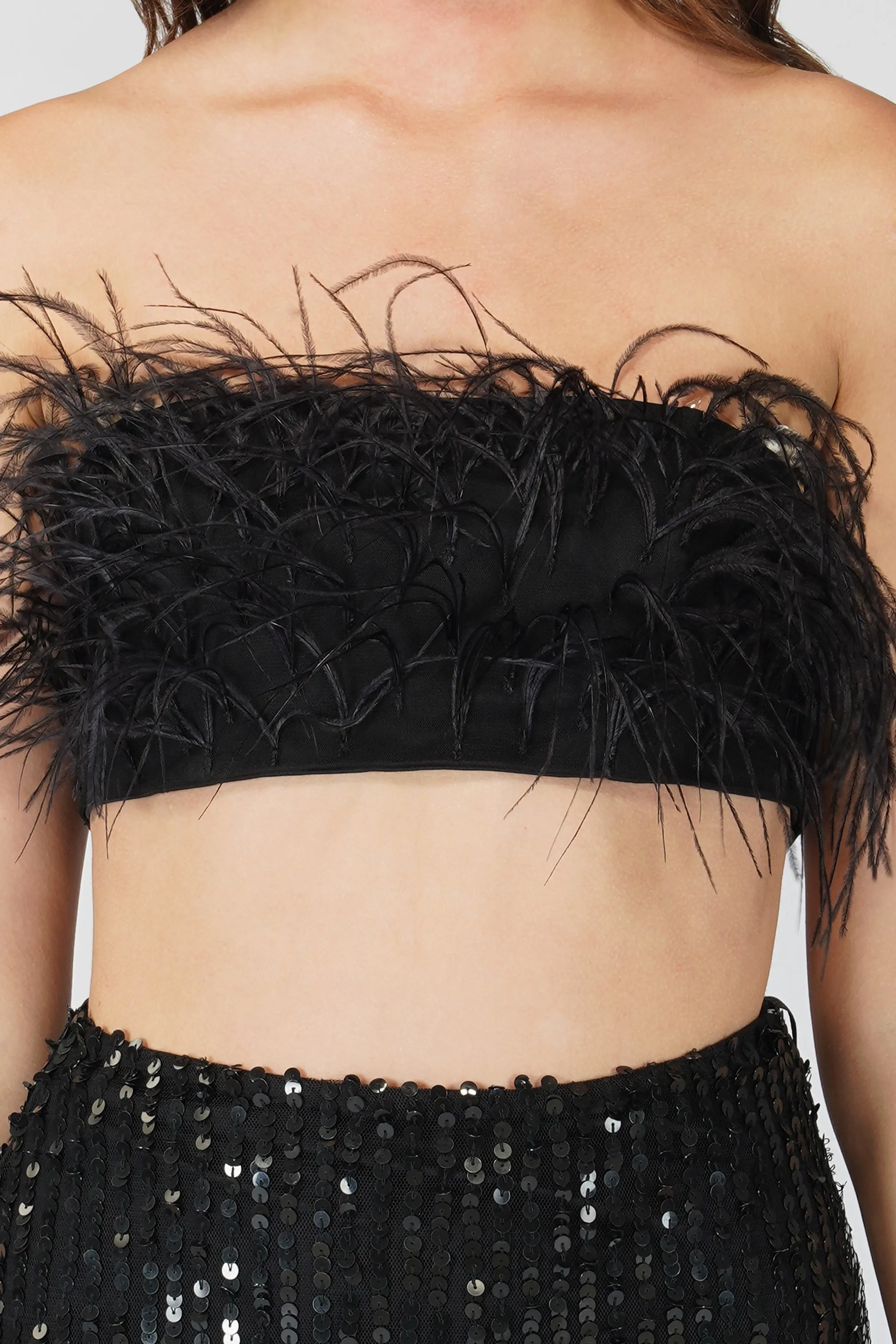 Xara Black Feather Top