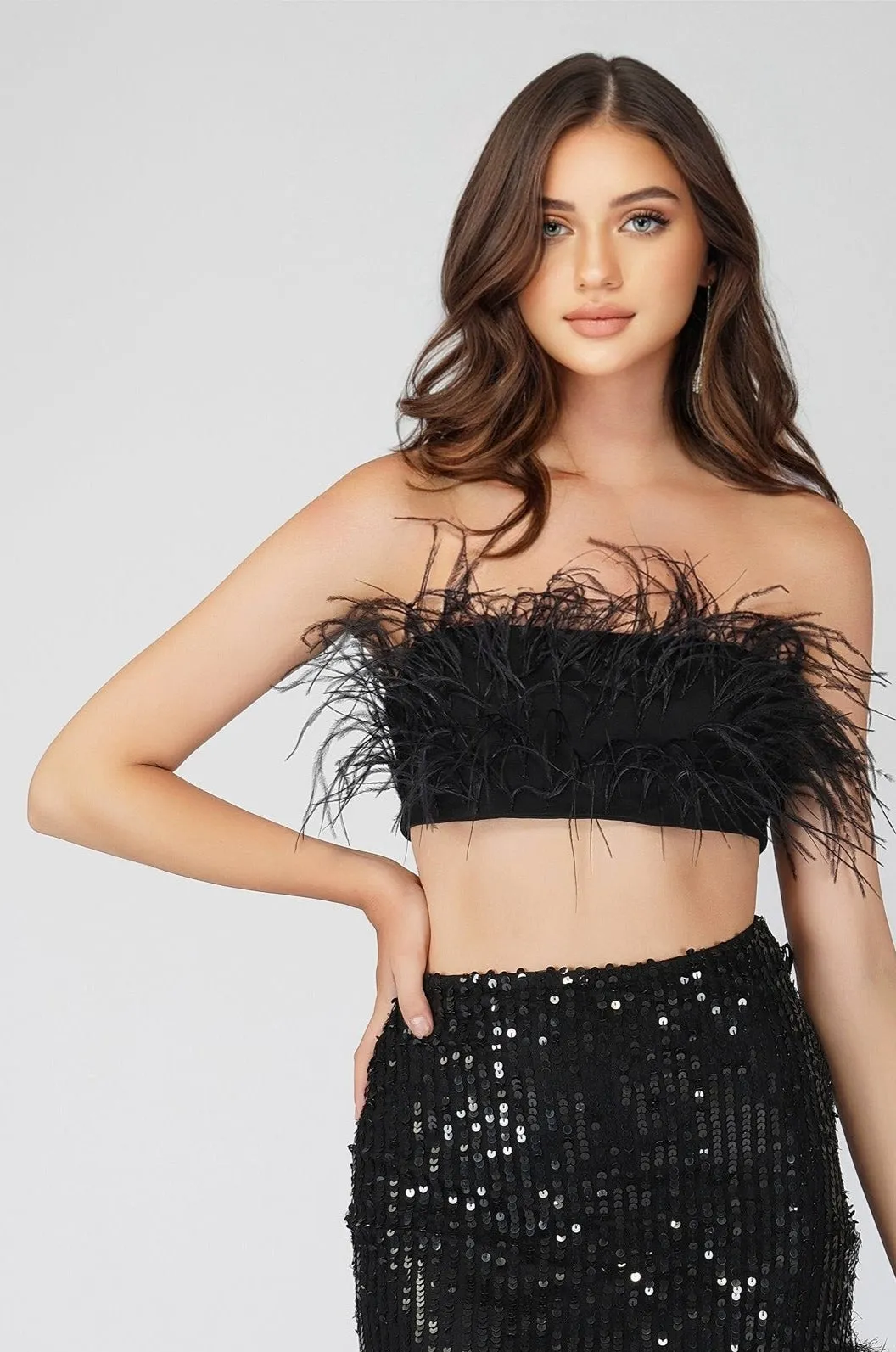 Xara Black Feather Top