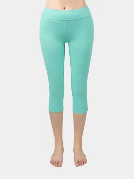 Yoga Cropped Cotton Sports Leggings Green