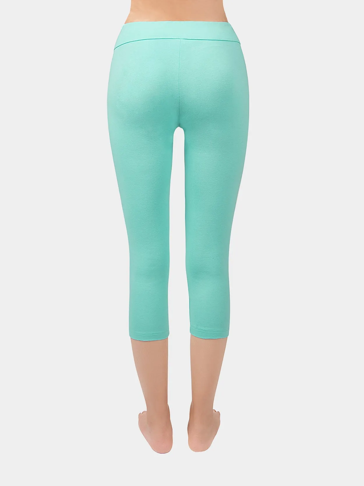 Yoga Cropped Cotton Sports Leggings Green