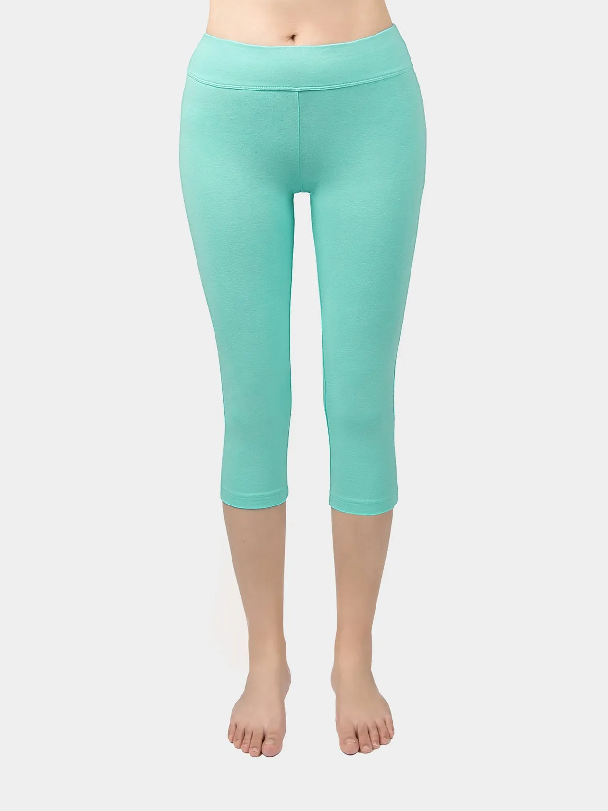 Yoga Cropped Cotton Sports Leggings Green